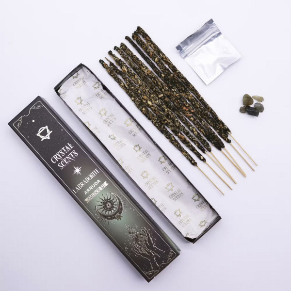 Kit encens Arruda et pierre Labradorite pour purification, protection et équilibre énergétique