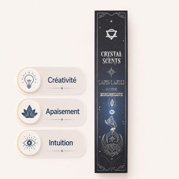 Encens Lapis Lazuli Musc avec bienfaits de créativité, apaisement et intuition