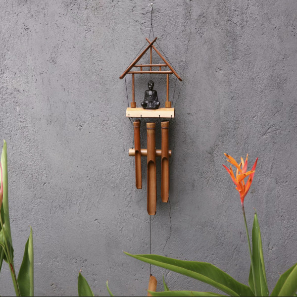Carillon en bambou avec Bouddha pour jardin zen et ambiance apaisante - Namaste Visé