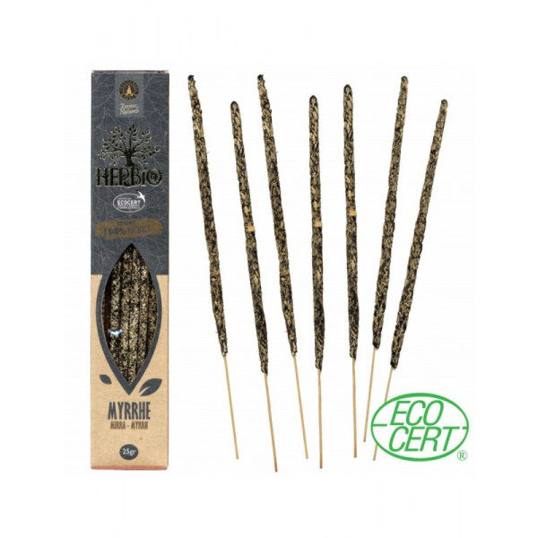 Boîte d'encens Herbio Myrrhe avec bâtons d'encens 100 % naturels certifiés Ecocert | Namaste Visé