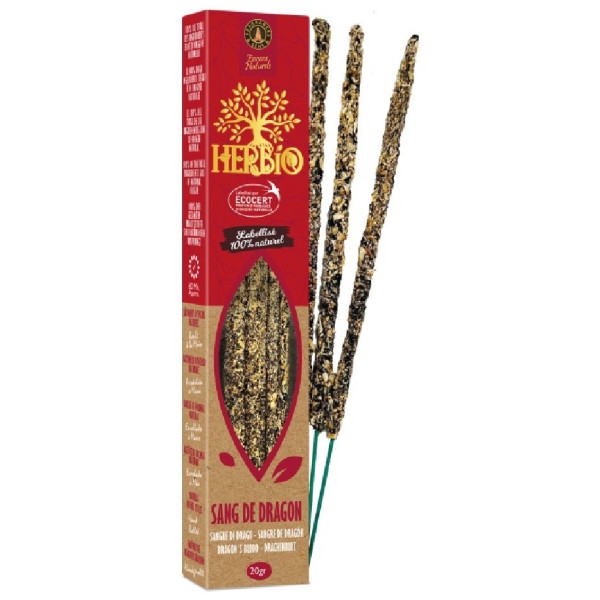 Encens Herbio Sang de Dragon 100 % naturel certifié Ecocert avec bâtons d'encens artisanaux