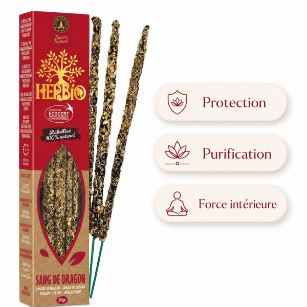 Encens Herbio Sang de Dragon naturel Ecocert pour protection, purification et force intérieure