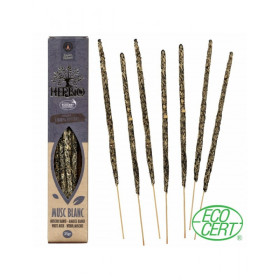 Boîte d'encens Herbio Musc Blanc avec bâtons naturels certifiés Ecocert