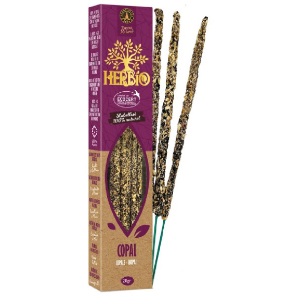 Encens Herbio Copal 100 % naturel certifié Ecocert avec bâtons d'encens artisanaux 20 g
