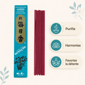 Encens japonais Morning Star Jasmin avec bienfaits purifie, harmonise et favorise la détente