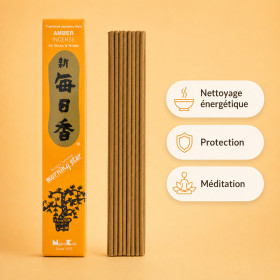 Encens Morning Star Ambre, 50 bâtonnets japonais pour nettoyage énergétique, protection et méditation