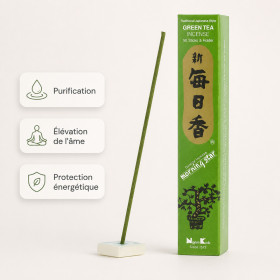 Encens Morning Star Thé vert avec bâtonnet et bienfaits purification, élévation de l’âme et protection