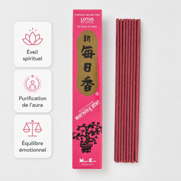 Encens Morning Star Lotus avec 50 bâtonnets, éveil spirituel, purification de l’aura et équilibre émotionnel