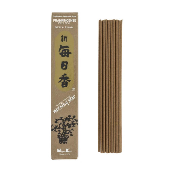 Encens japonais Morning Star Frankincense à l’oliban, boîte de 50 bâtonnets Nippon Kodo