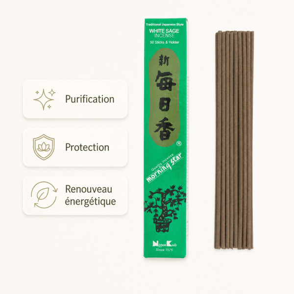 Encens Morning Star Sauge Blanche pour purification, protection et renouveau énergétique
