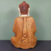 Vue de dos du Bouddha de la transmission en bois de suar, 60 cm, avec chevelure et plis de la robe sculptés