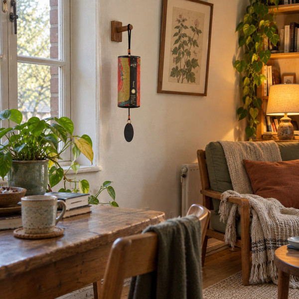 Carillon Zaphir Sunray dans un intérieur zen naturel, ambiance estivale apaisante et décoration bien-être