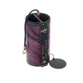 Carillon Zaphir Sufi vu de dessus, finition violette marbrée, cordon noir et attaches cuivrées