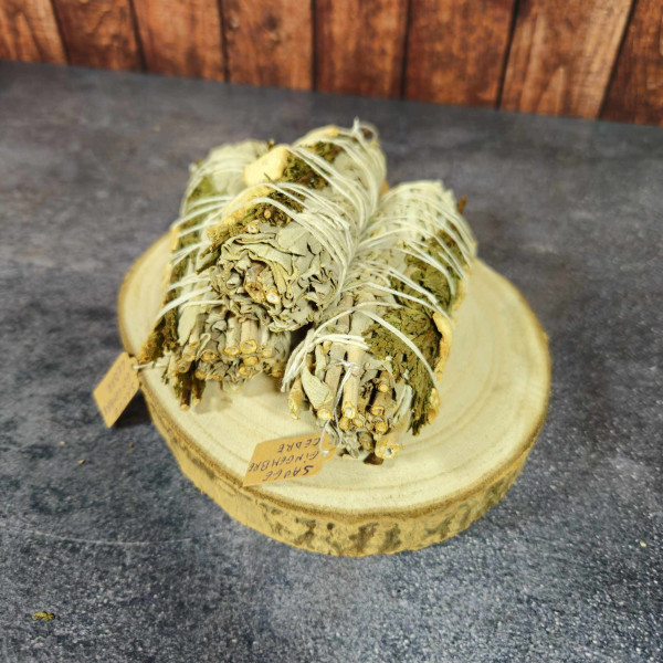 Fagot artisanal de sauge blanche, gingembre et cèdre