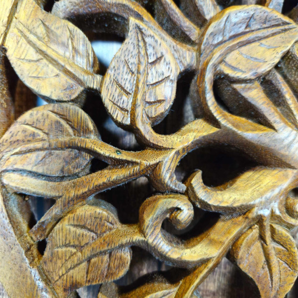 Décoration murale artisanale en bois : Cœur et Arbre de Vie indonésien