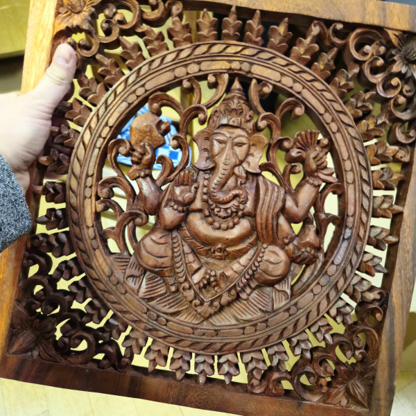 Excellente idée de cadeau : panneau décoratif Bouddha en bois d’Indonésie