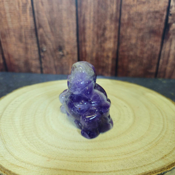 Bouddha sculpté main en améthyste naturelle, pièce unique de 4 cm