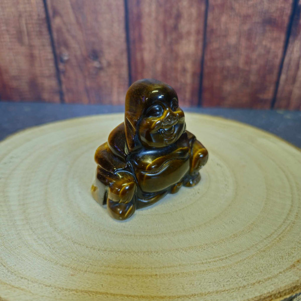 Statuette de Bouddha en Œil de Tigre – Protection & Confiance en soi