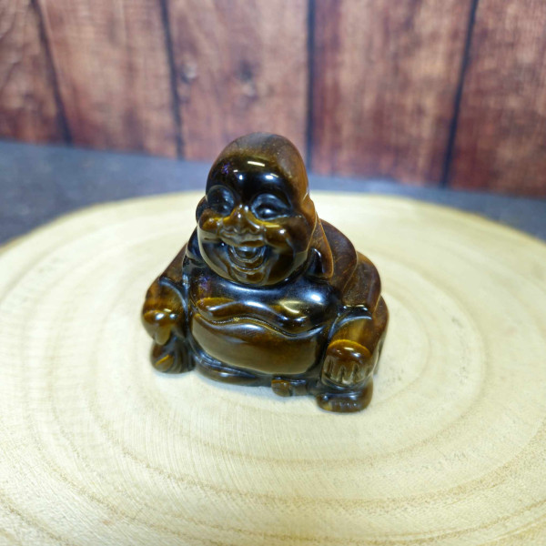 Statuette de Bouddha en Œil de Tigre – Protection & Confiance en soi