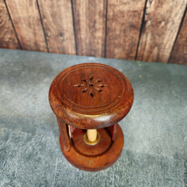 Brûleur d'encens en bois de manguier | Tonneau artisanal unique