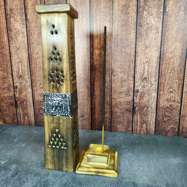 Porte-encens tour éléphant en bois – Artisanat unique