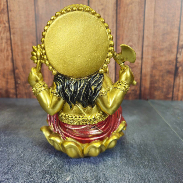 Statue de Ganesh rouge et dorée en résine – 21 cm de hauteur