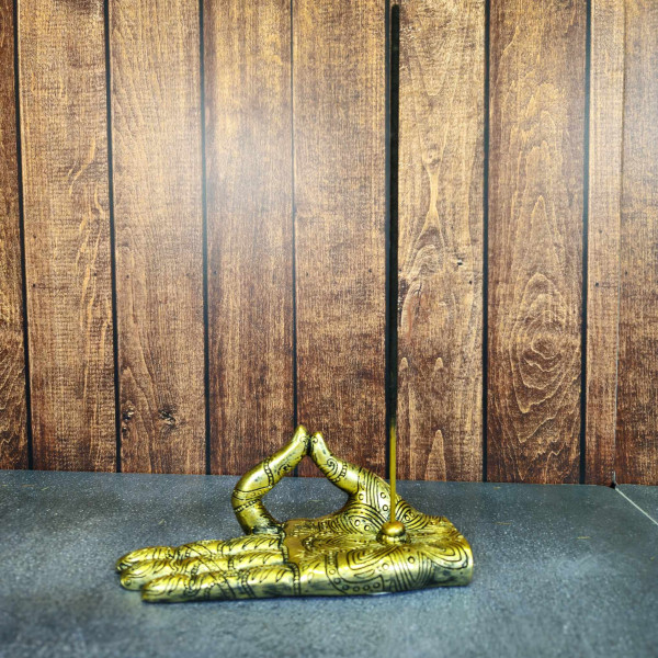 Porte-encens "Main de Bouddha" dorée – Élégance zen en résine naturelle