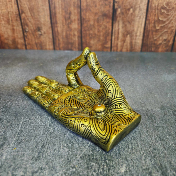 Porte-encens "Main de Bouddha" dorée – Élégance zen en résine naturelle