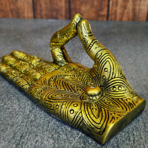 Porte-encens "Main de Bouddha" dorée – Élégance zen en résine naturelle