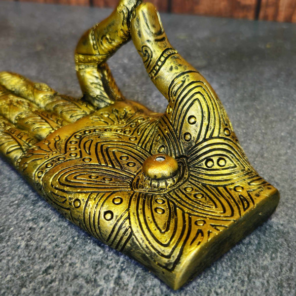 Porte-encens "Main de Bouddha" dorée – Élégance zen en résine naturelle