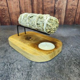 Brûleur de sauge et Palo Santo en bois de teck Yin Yang