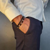 Bracelet homme cuir noir avec pierres naturelles Labradorite et Onyx – bijou masculin élégant et protecteur