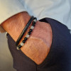 Bracelet homme en cuir noir et pierres naturelles – Labradorite intuitive et Onyx protecteur pour confiance et sérénité