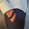 Bracelet homme cuir noir avec pierres naturelles Œil de Taureau et Onyx – élégance masculine et énergie protectrice