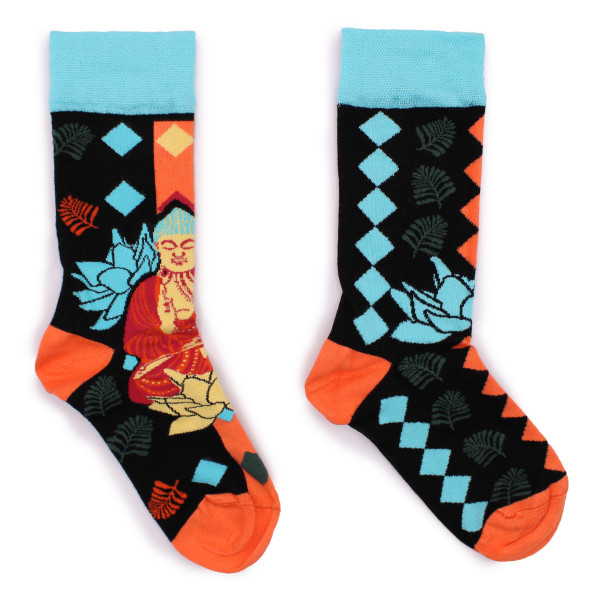 Chaussettes en Bambou imprimées Bouddha Bleu (36-40)